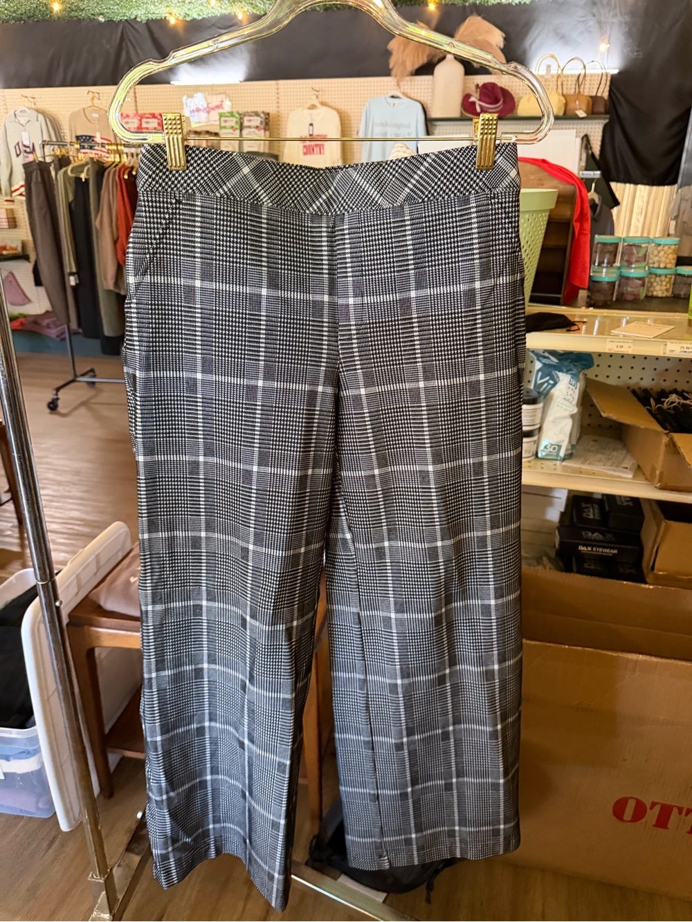 SPANX Women's Gray Plaid Dress Pants Flare (BOX 5)